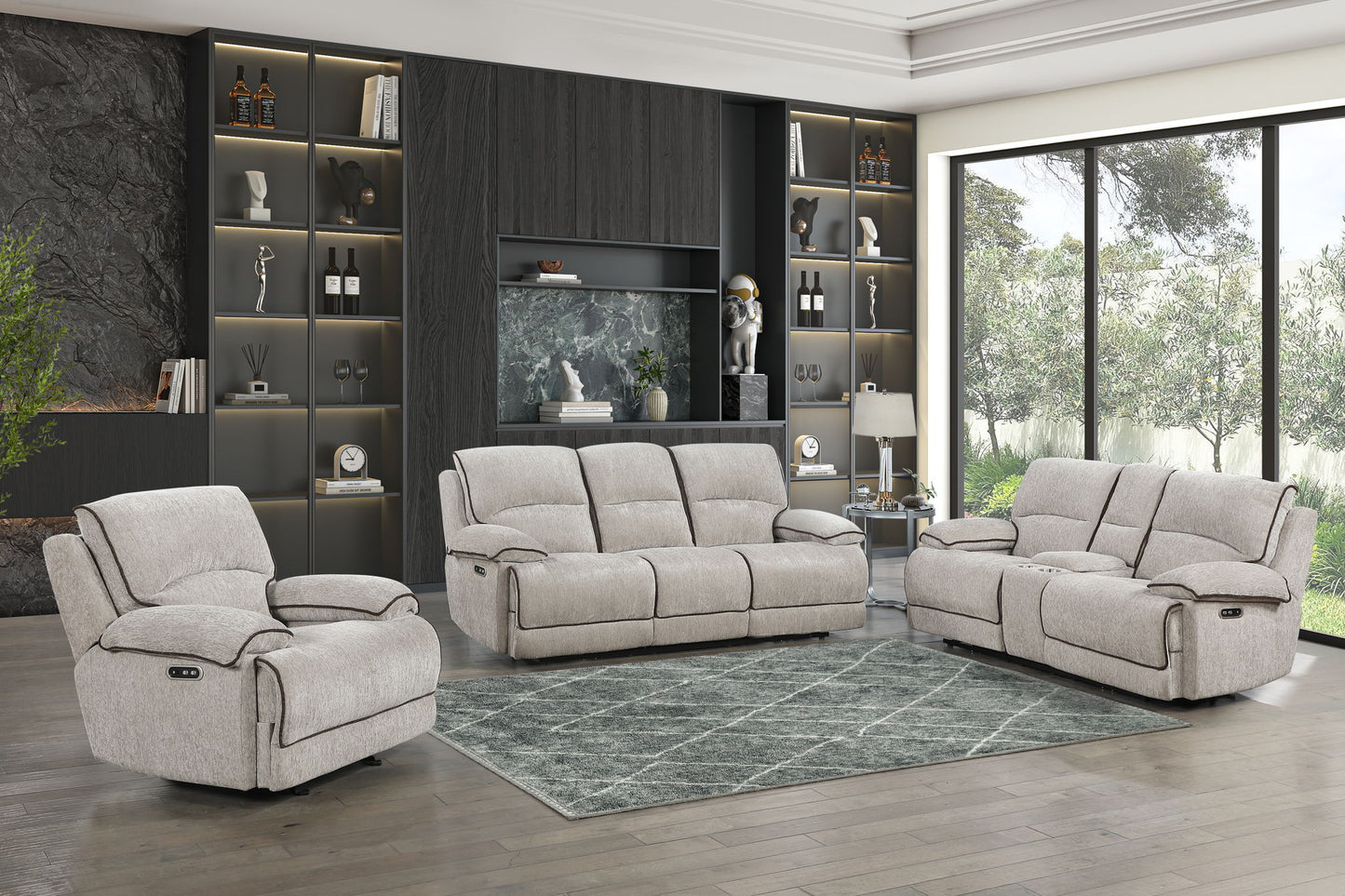 Camden - Dual Reclining Console Loveseat - Beige / Brown