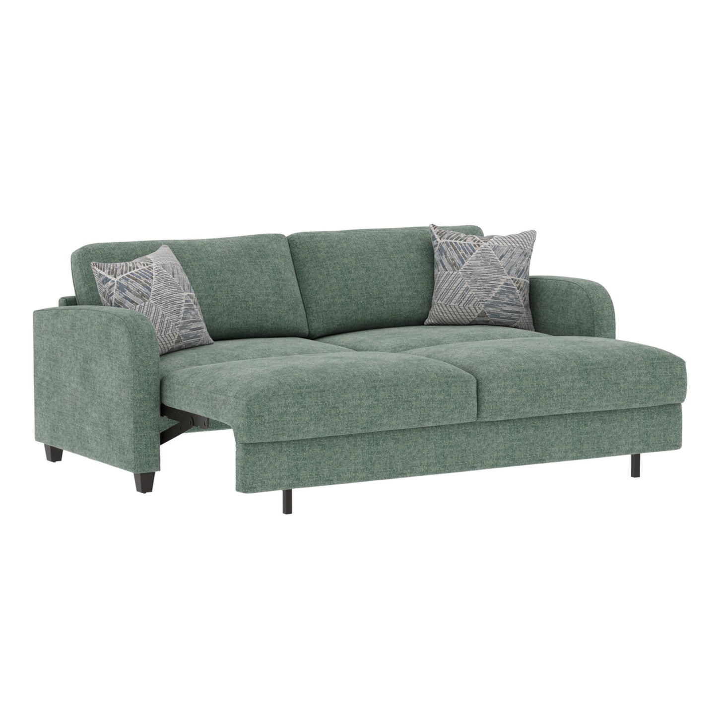 Taylor - 86" Pop-Up Queen Sleeper Sofa With Two Accent Pillows And Solid Wood Legs - Ordesa Green