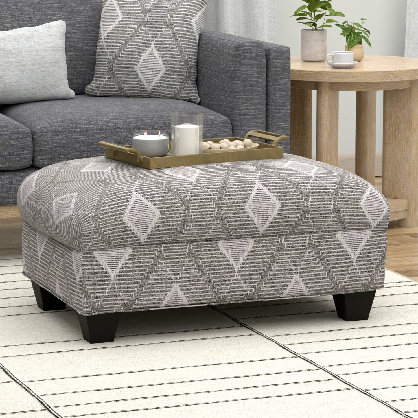 Carter - Accent Cocktail Ottoman - Fabric - Ink Dot