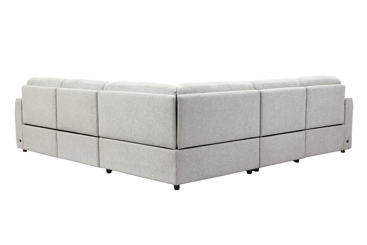 Julianna - 5 Piece Power Reclining Sectional With Power Headrests - Crisp Taupe
