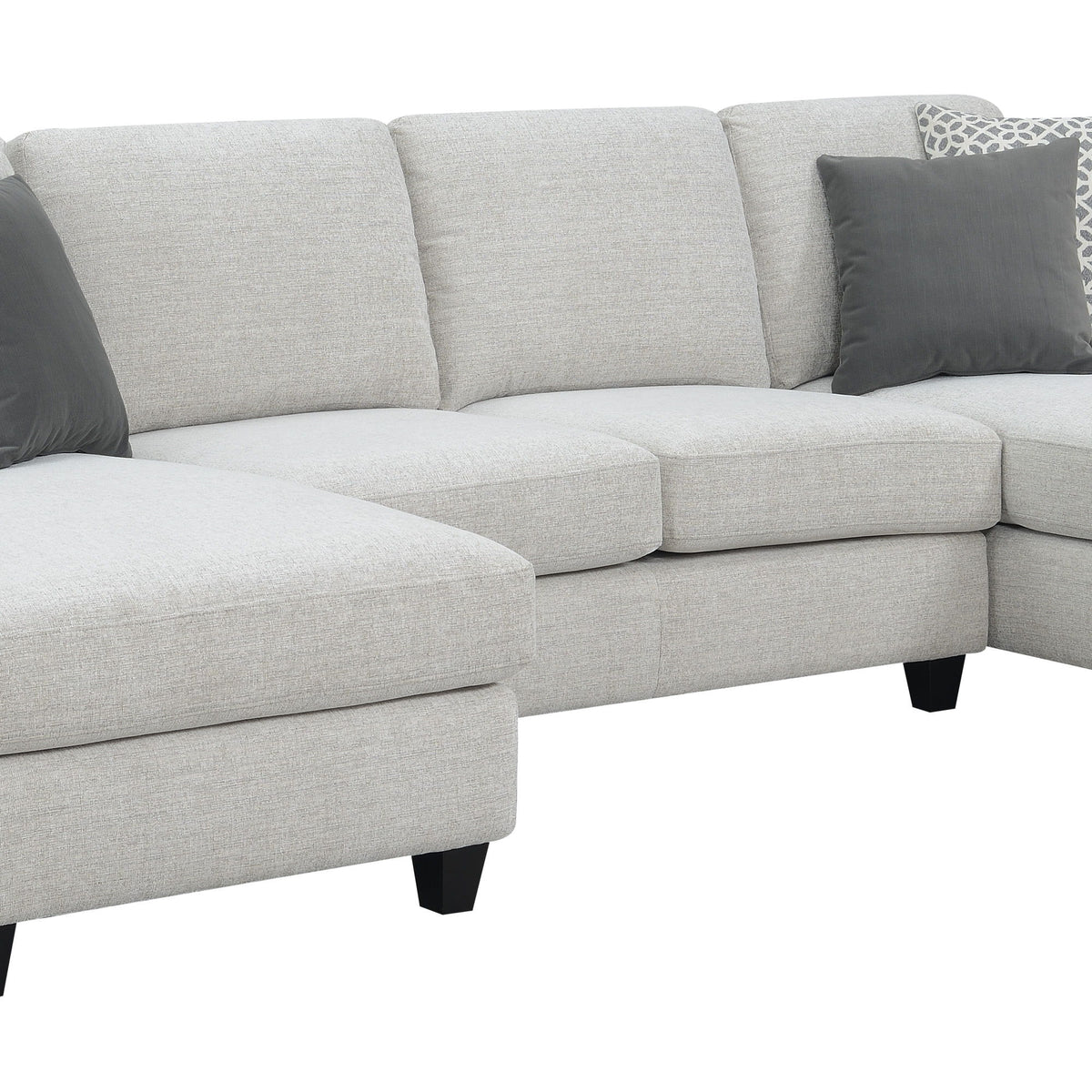 Walker - Chaise Sectional, With Pillows, Two Chaises, Clean Lines, Tapered Block Feet - Pale Gray