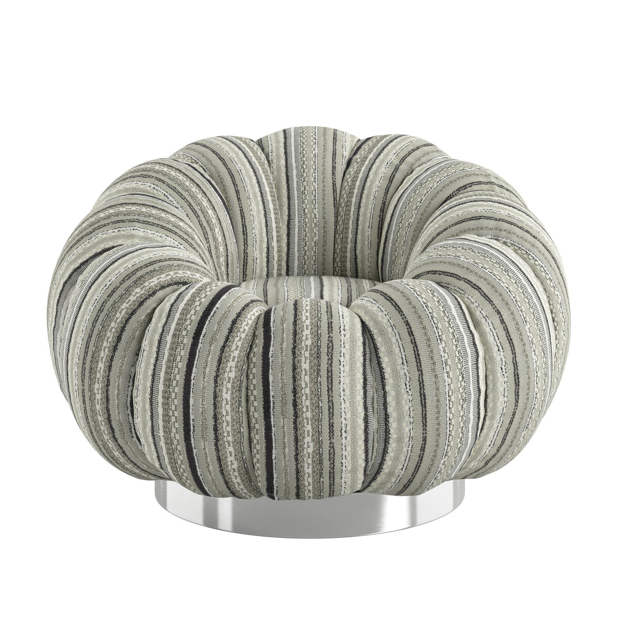 Lily - Pumpkin Swivel Accent Chair - Black Mixed Stripe