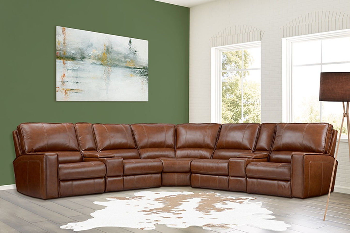 Rockford - 7 Piece Modular Power Reclining Sectional With Power Adjustable Headrests - Verona Saddle