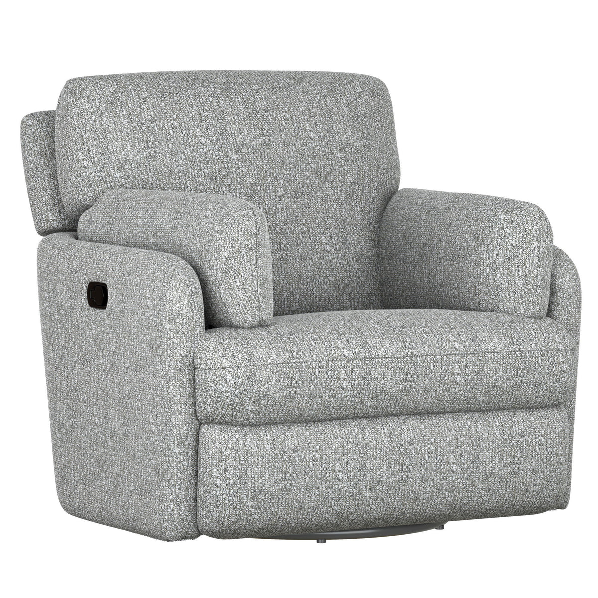 Albus - Manual Swivel Glider Recliner With Hidden Arm Storage - Speckled Gray