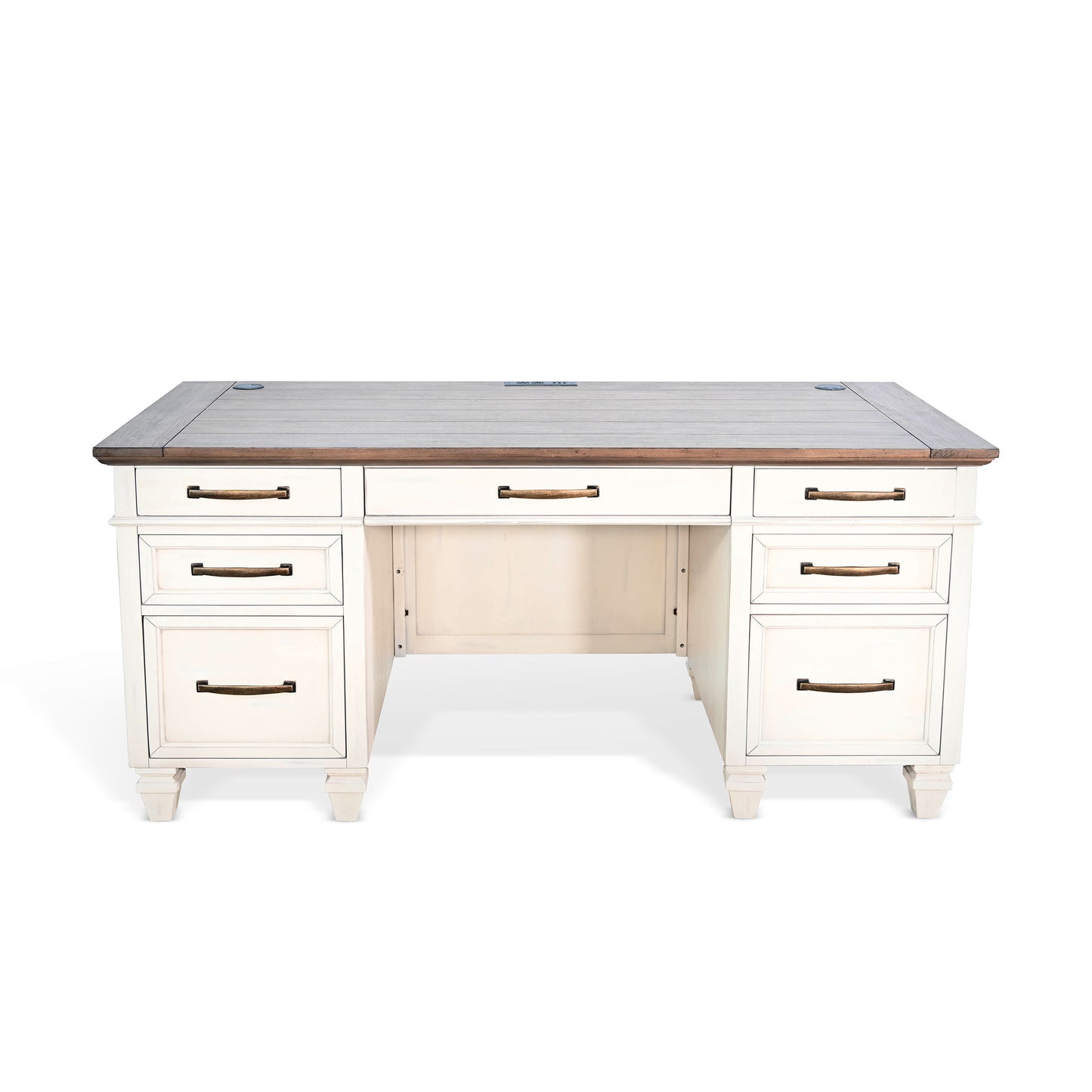 Pasadena - Desk With Drawers - Buckskin / Marble White