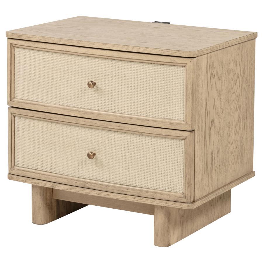 Kailani - 2-Drawer Nightstand Bedside Table - Beige Oak