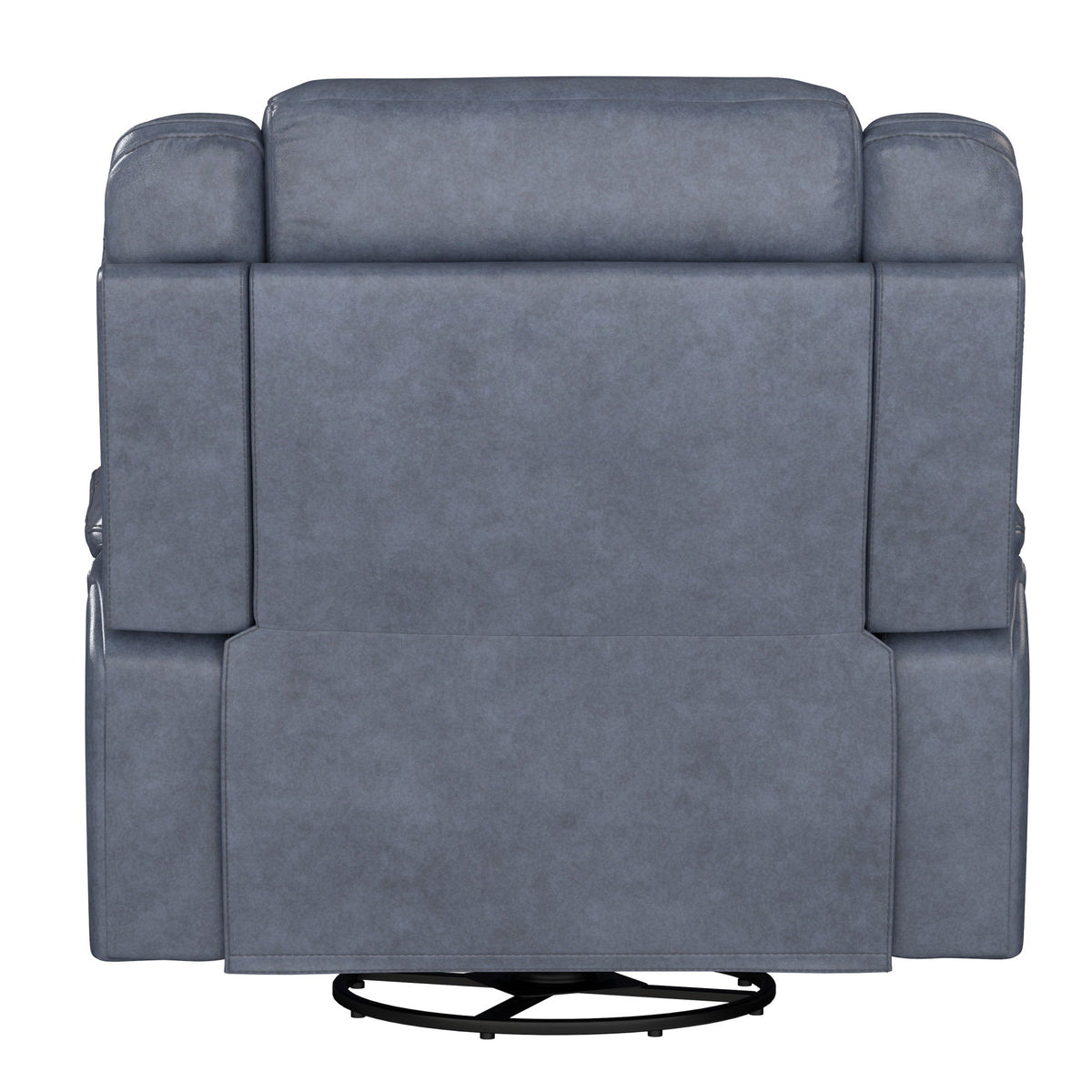 Declan - Swivel Gliding Recliner With Leather Upholstery, Plush Headrest, And Pillow-Top Arms - Naval Blue
