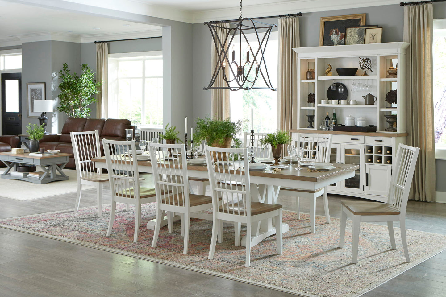 Americana Modern Dining - Trestle Dining Table With Extensions - Cotton