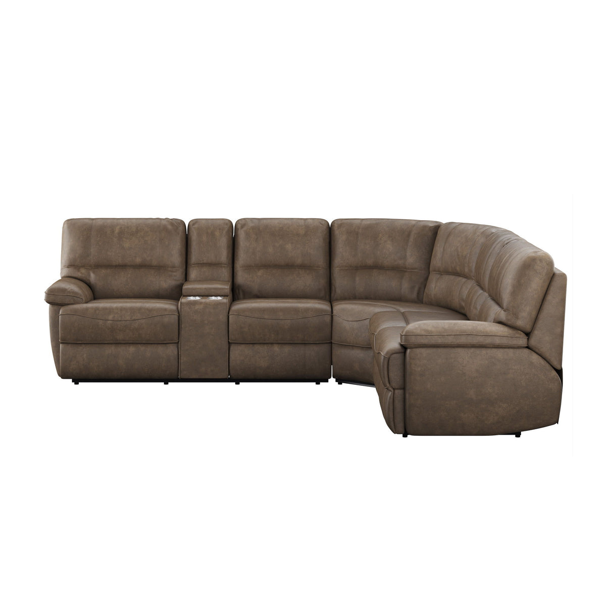 Aurora - Power Reclining Sectional With 3 Power Reclining Seats And Storage Console - Brown