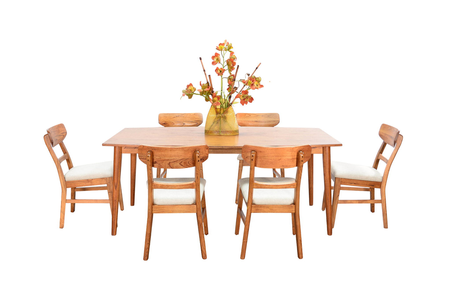 Mid-Century - Wood 7 Piece Dining Set - Cinnamon