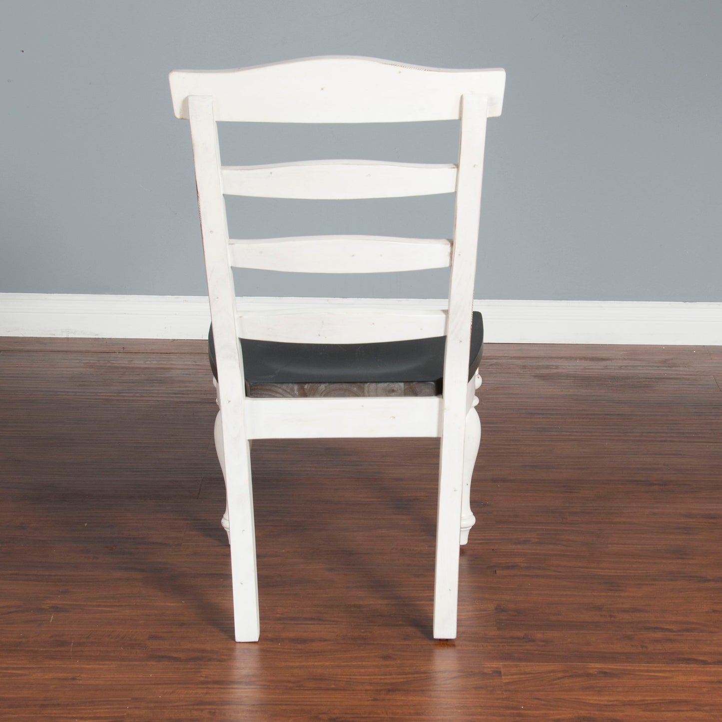Carriage House - Ladderback Chair, Wood Seat (Set of 2) - Cottage White / Europen Dark