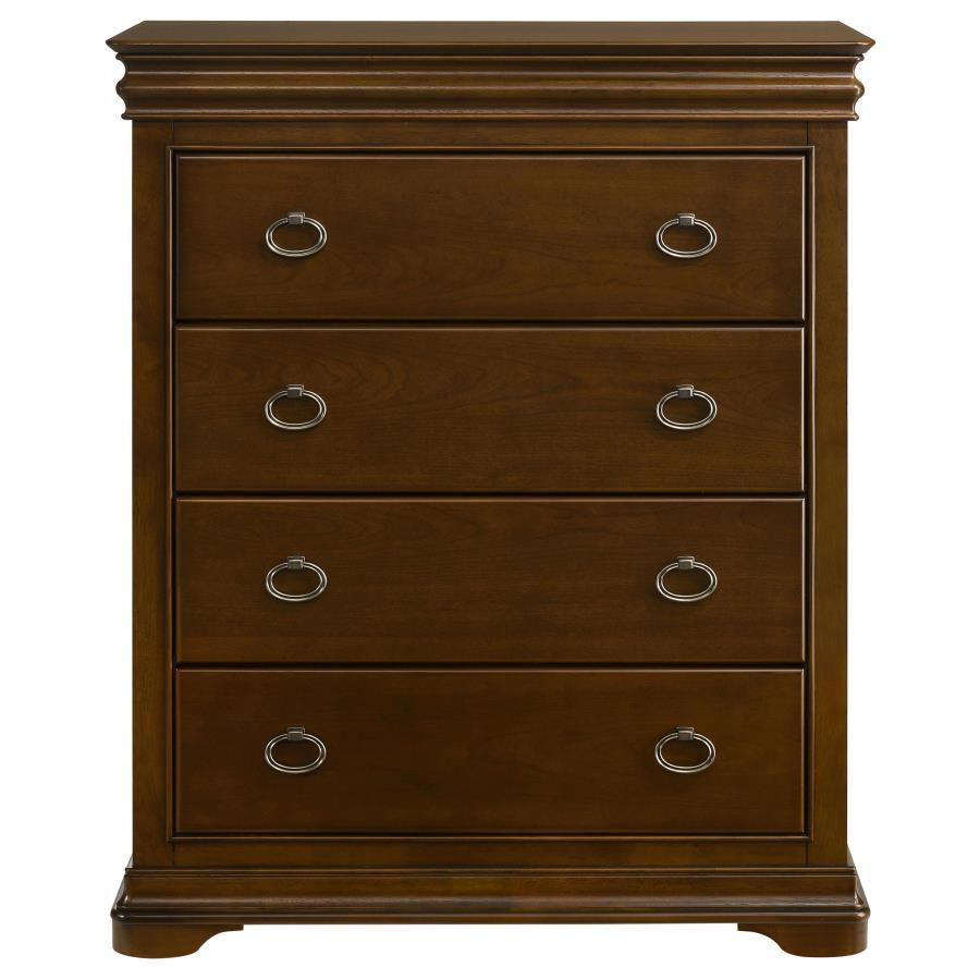 Garland - 4-Drawer Bedroom Chest Of Drawers - Brown Cherry