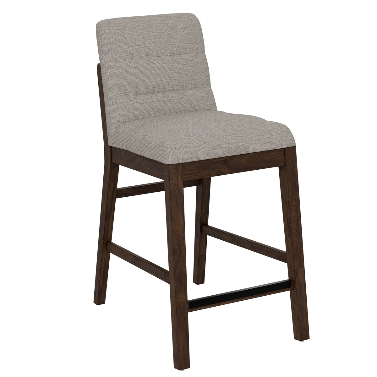Ronan - Upholstered Gathering Stool With Heathered Beige Fabric (Set of 2) - Rich Brown