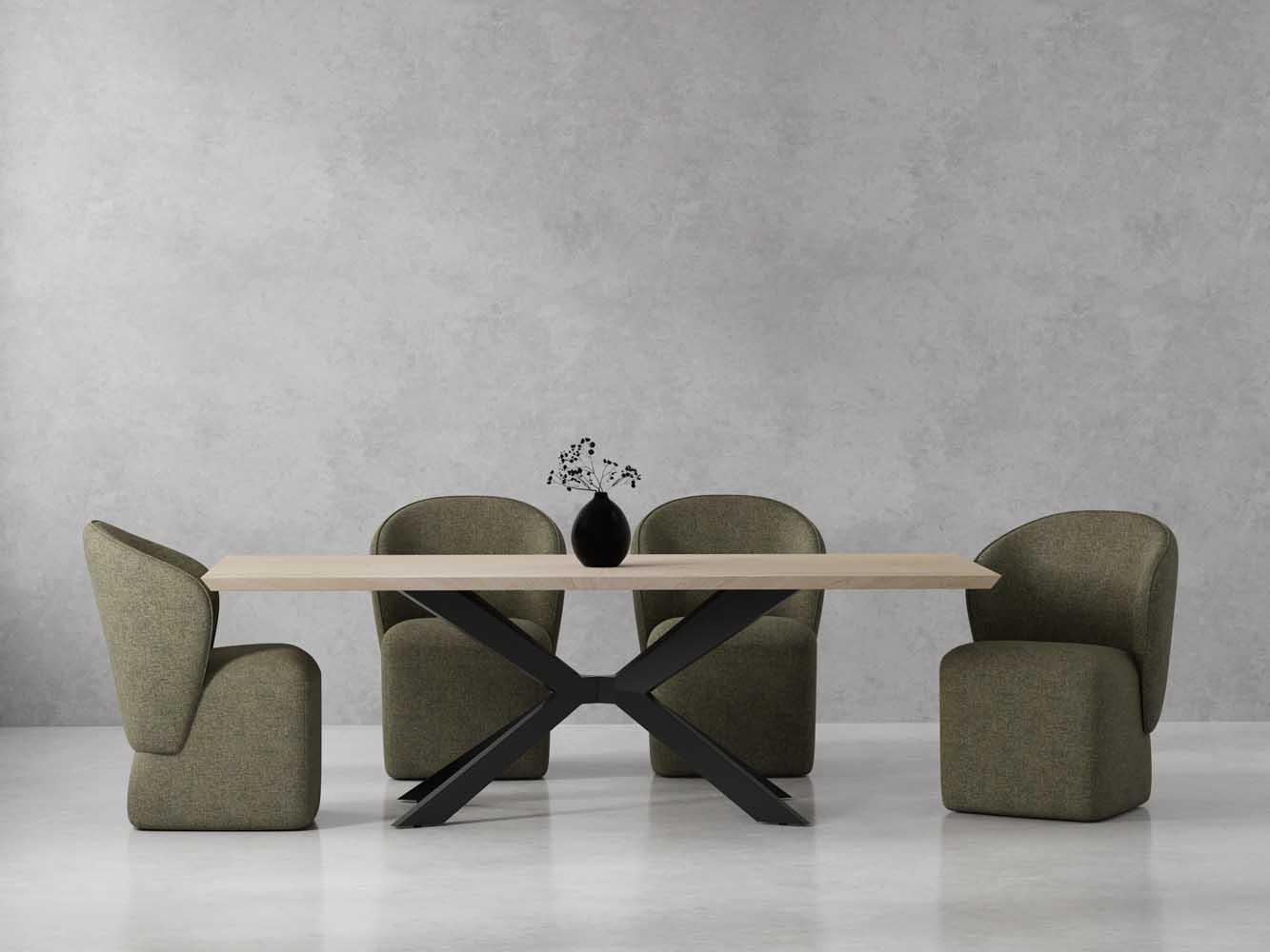 Crossings - Monaco Rectangular Dining Table With 4 Upholstered Chairs - Solid Mango / Green