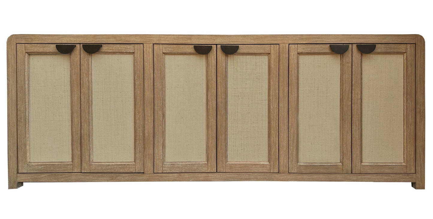 Escape - Console With Reversible Panel Doors - Glazed Natural Oak / Natural Cane