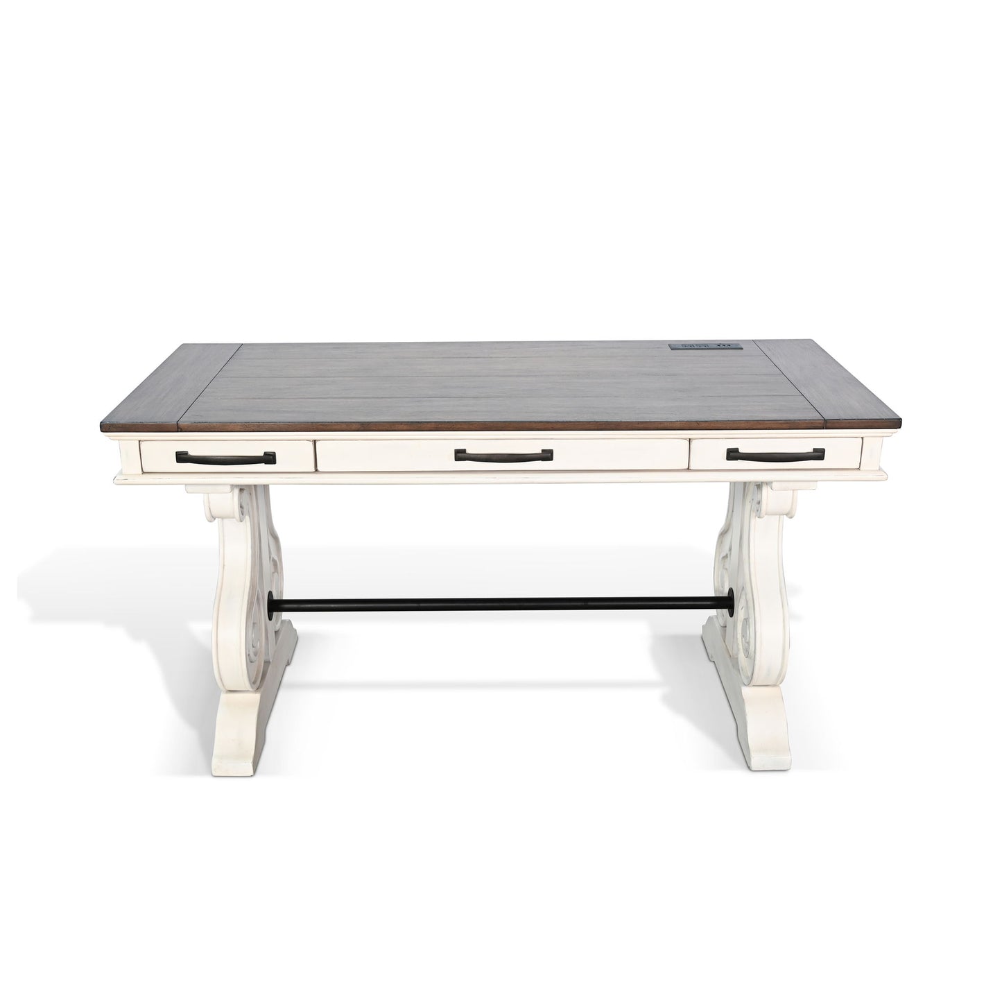 Pasadena - Desk With Power Strip - Buckskin / Marble White
