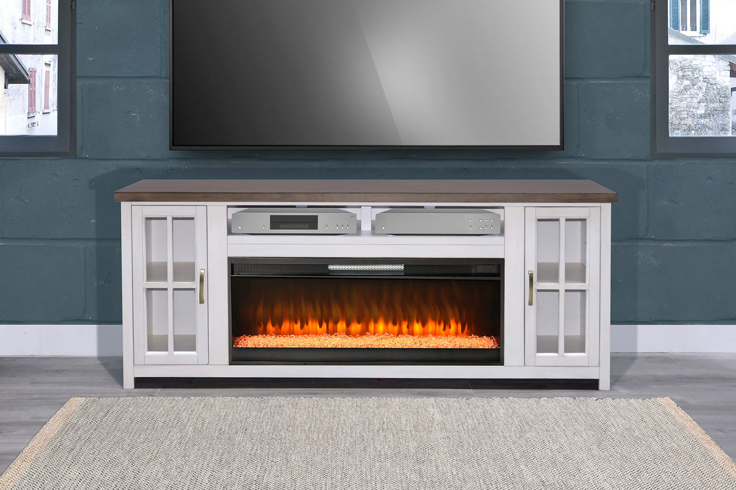 76" Media Console With Electric Fireplace