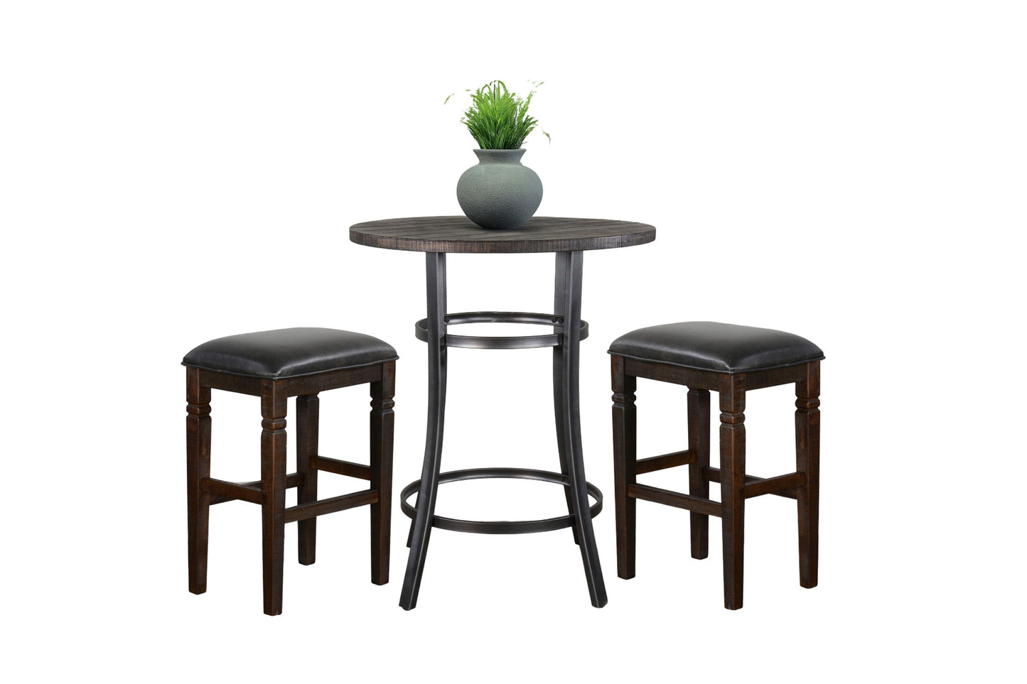 Metal Frame Backless Pub Set - Tobacco Leaf