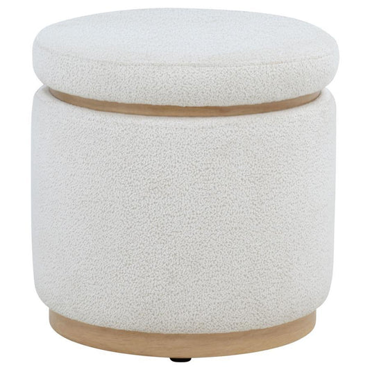 Remuda - Boucle Upholstered Round Storage Ottoman - Ivory