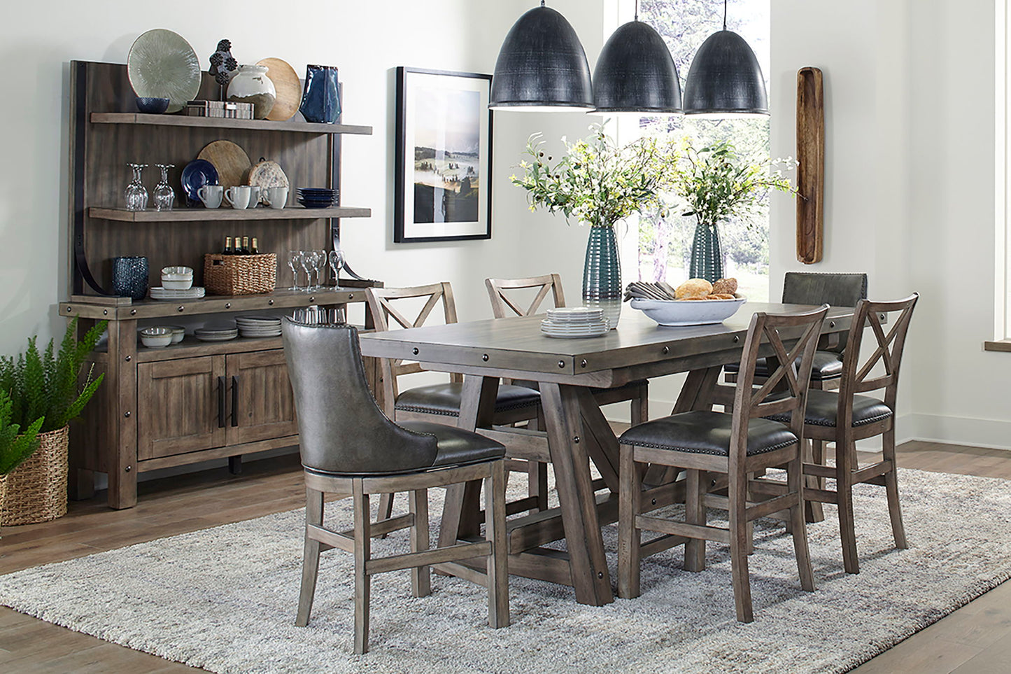 Lodge Dining - Upholstered Counter Chair (Set of 2) - Siltstone