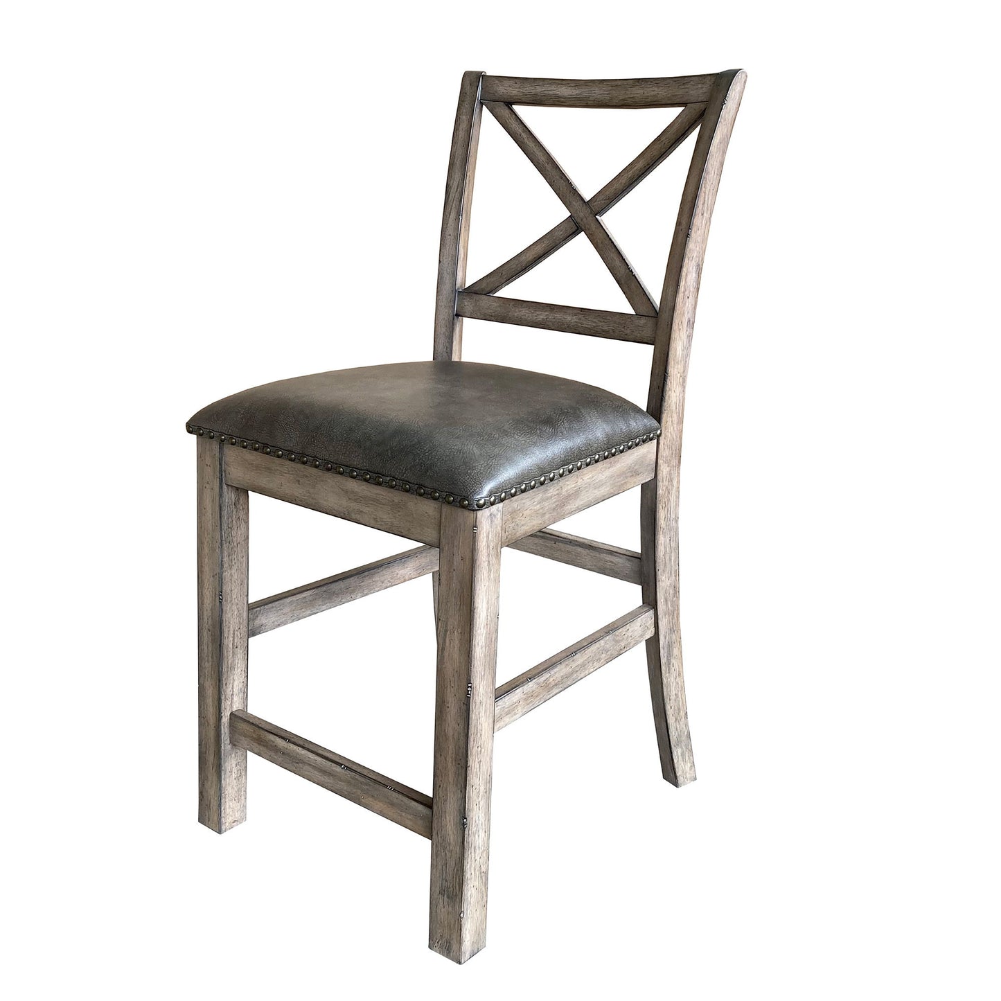 Lodge Dining - Upholstered “X” Back Counter Chair (Set of 2) - Siltstone