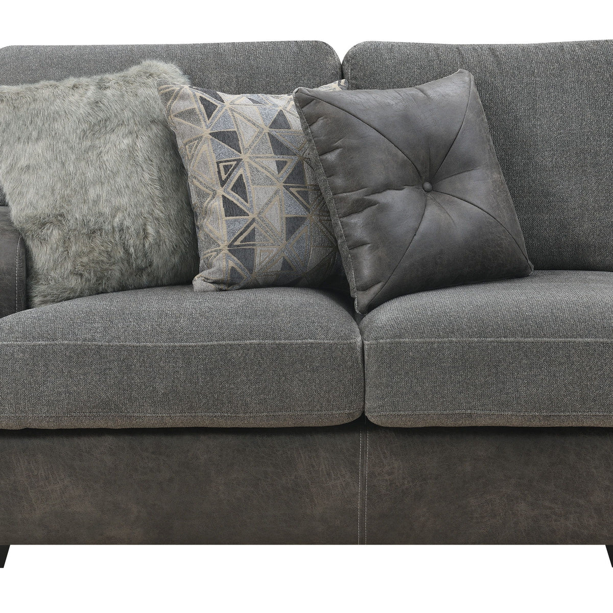 Berlin - 2 Piece RSF Chaise Sectional With Cozy Fabrics And Deep Seating - Gray Herringbone & Sanded Microfiber