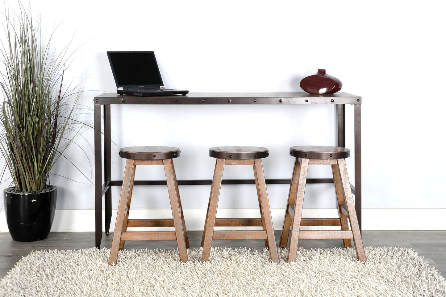 San Diego - Wood And Metal Sofa Bar Table - Antique Brown