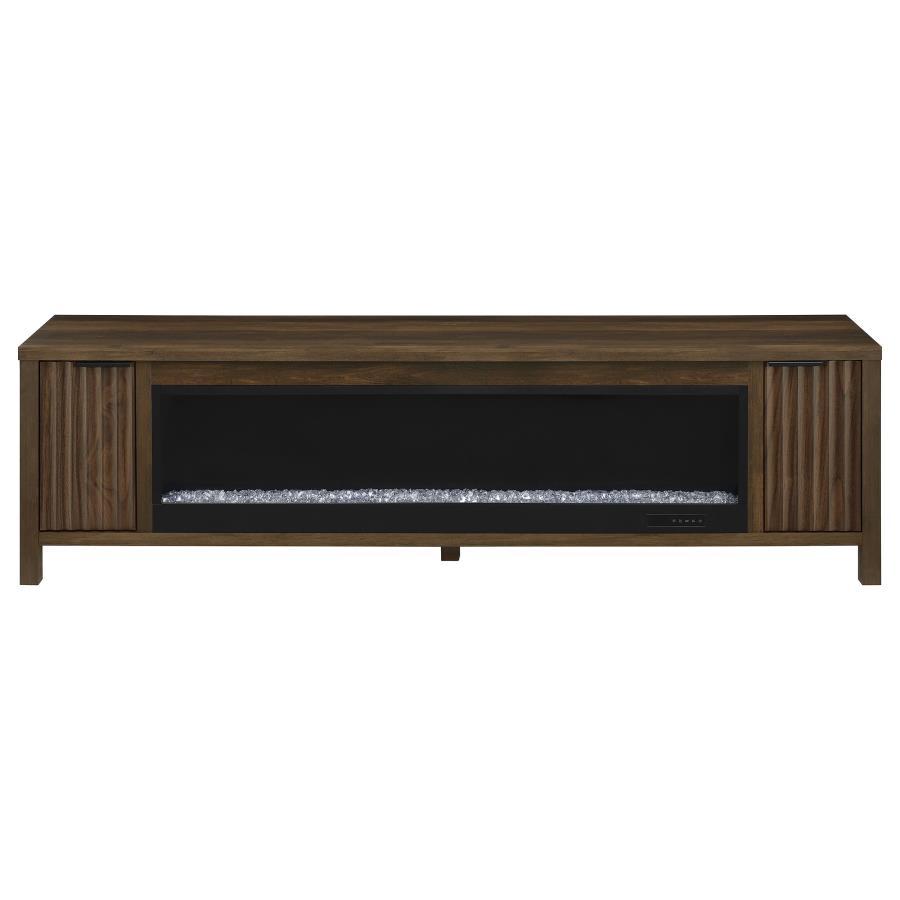 Carey - 79" TV Stand Fireplace Media Console - Dark Pine