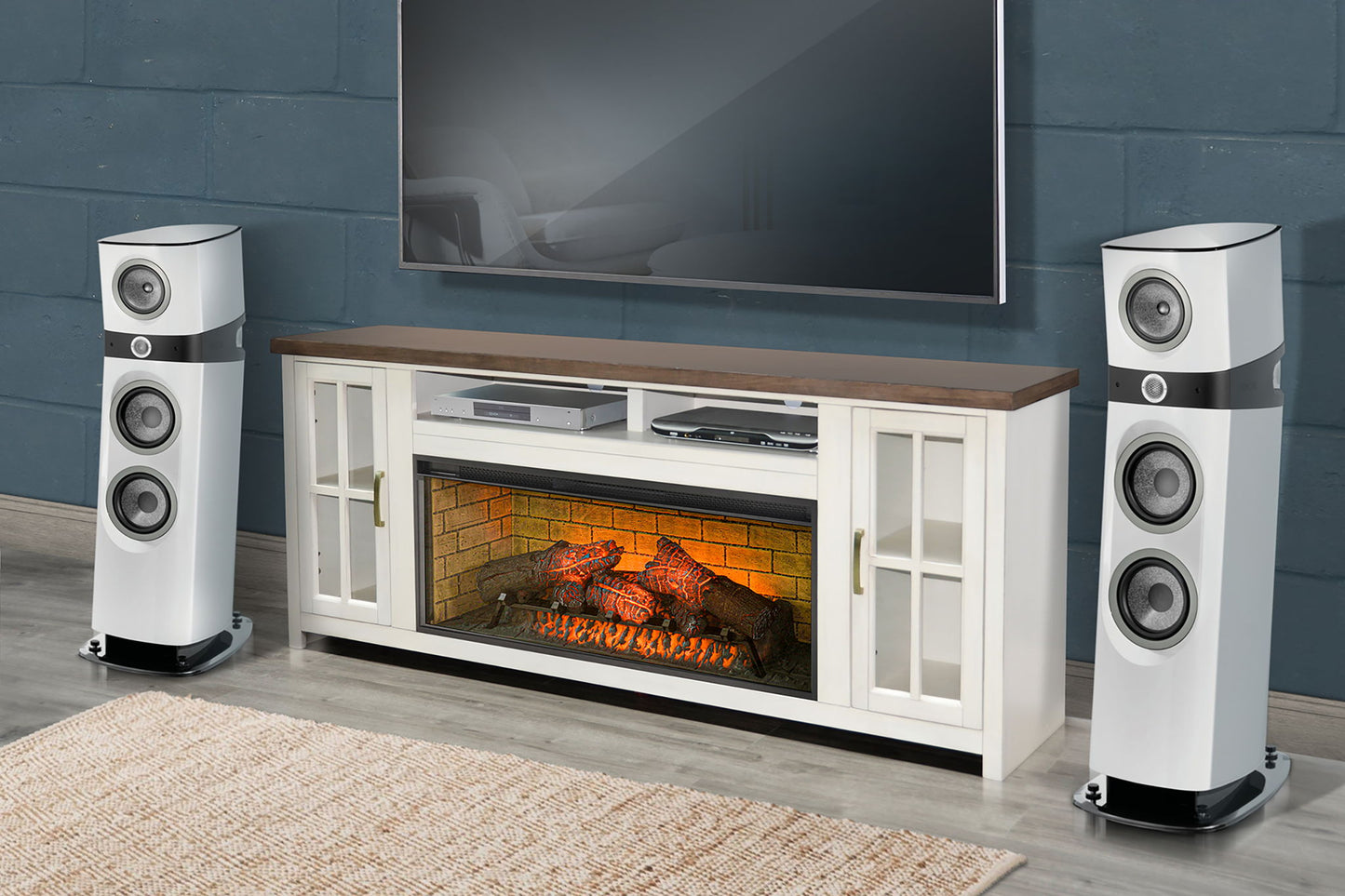 76" Media Console With Electric Fireplace