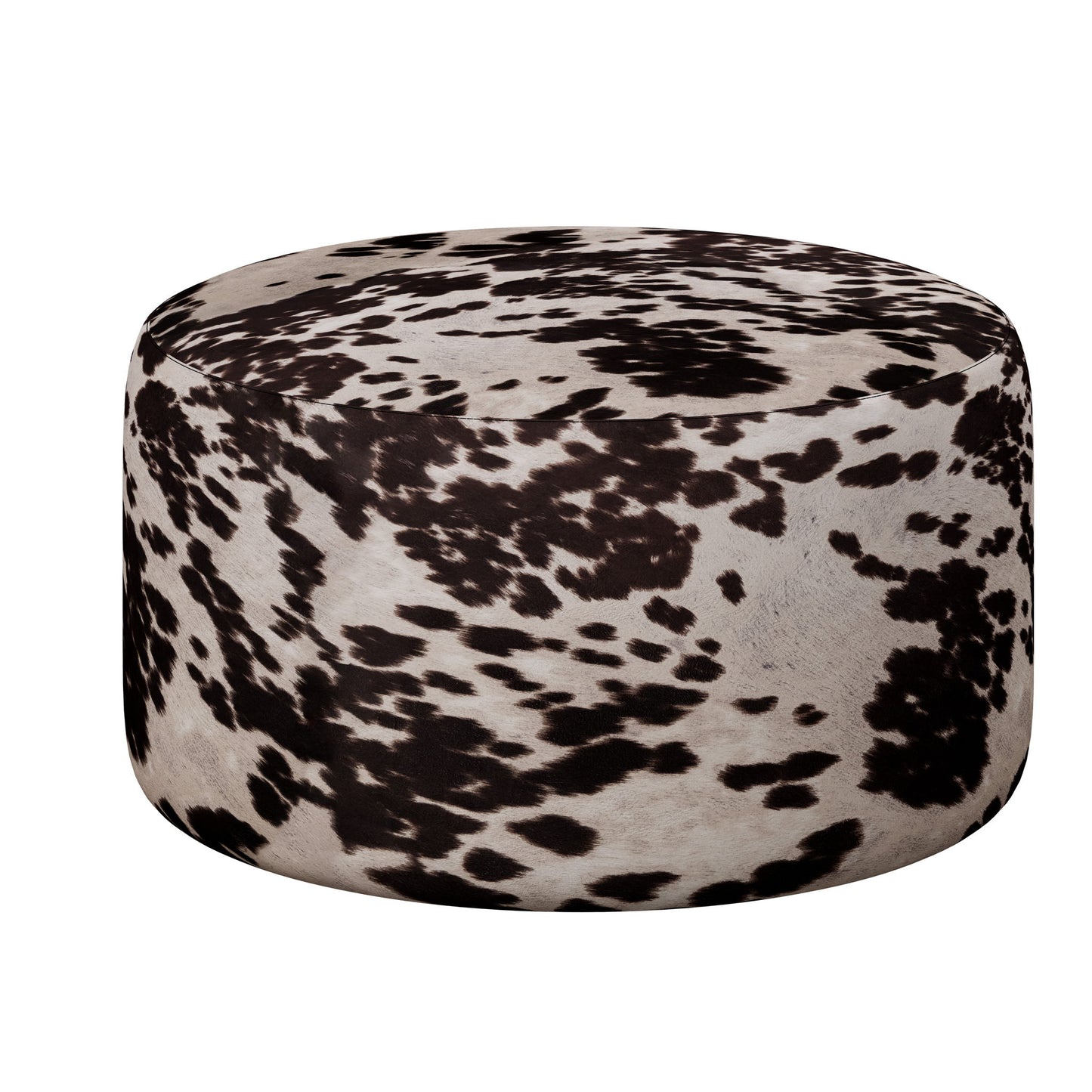 Walker - Cow Print Round Cocktail Ottoman With Soft Fabric - Brown