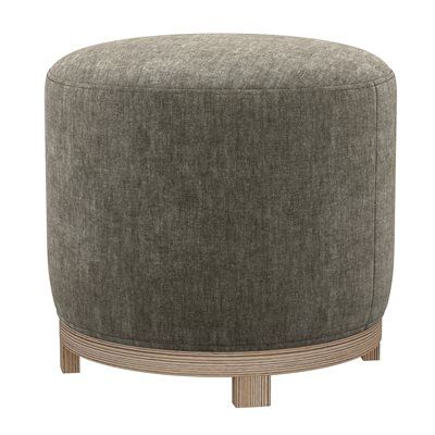 Lana - Swivel Ottoman With Wood Trim - Mineral