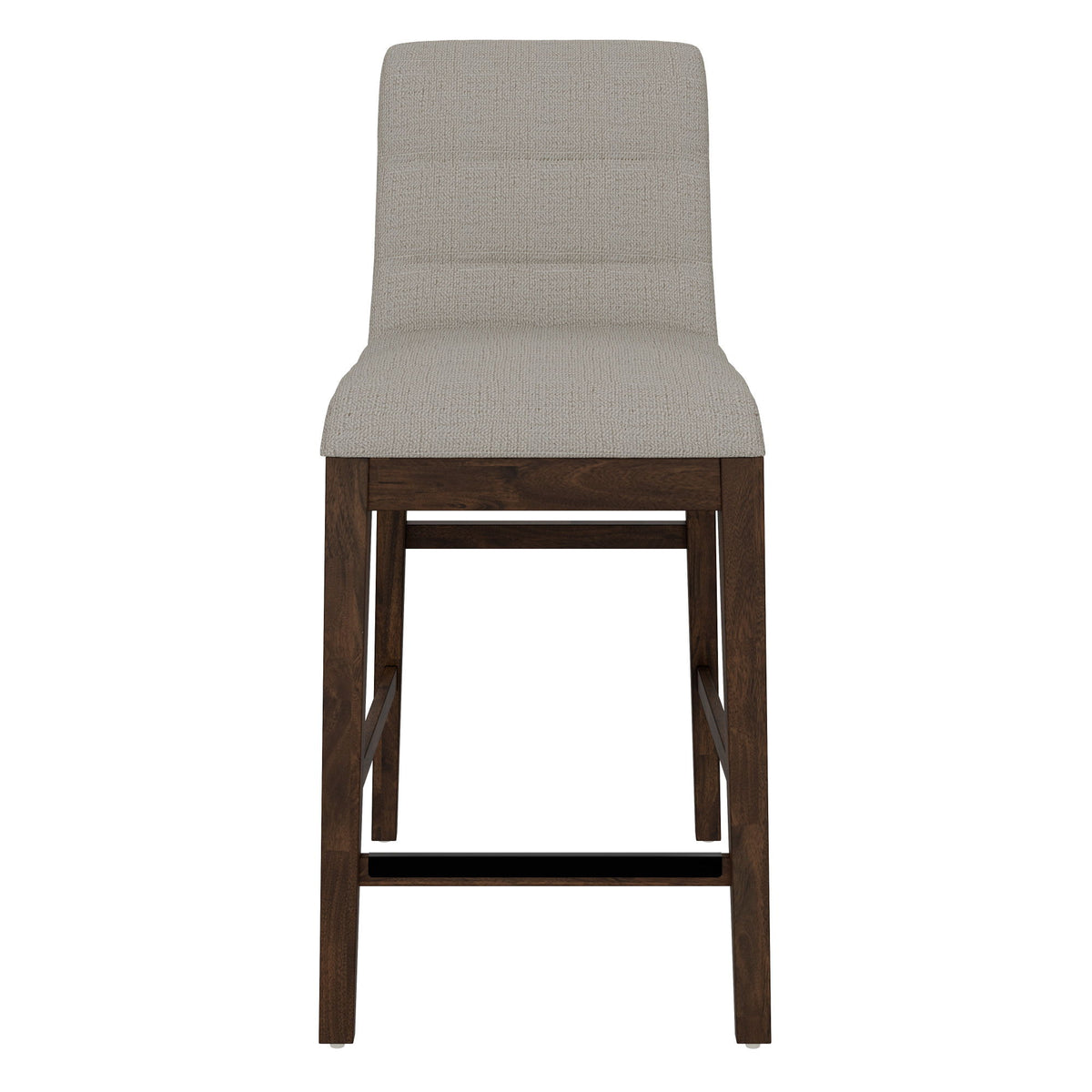 Ronan - Upholstered Gathering Stool With Heathered Beige Fabric (Set of 2) - Rich Brown