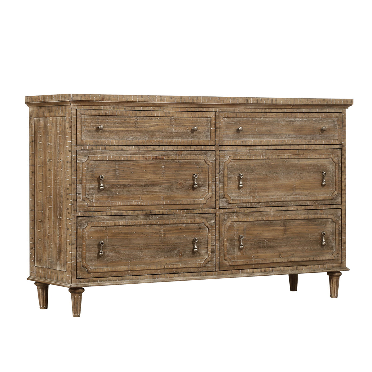 Interlude - 6-Drawer Dresser With Hidden Jewelry Storage And Vintage-Look Hardware - Sandstone Buff