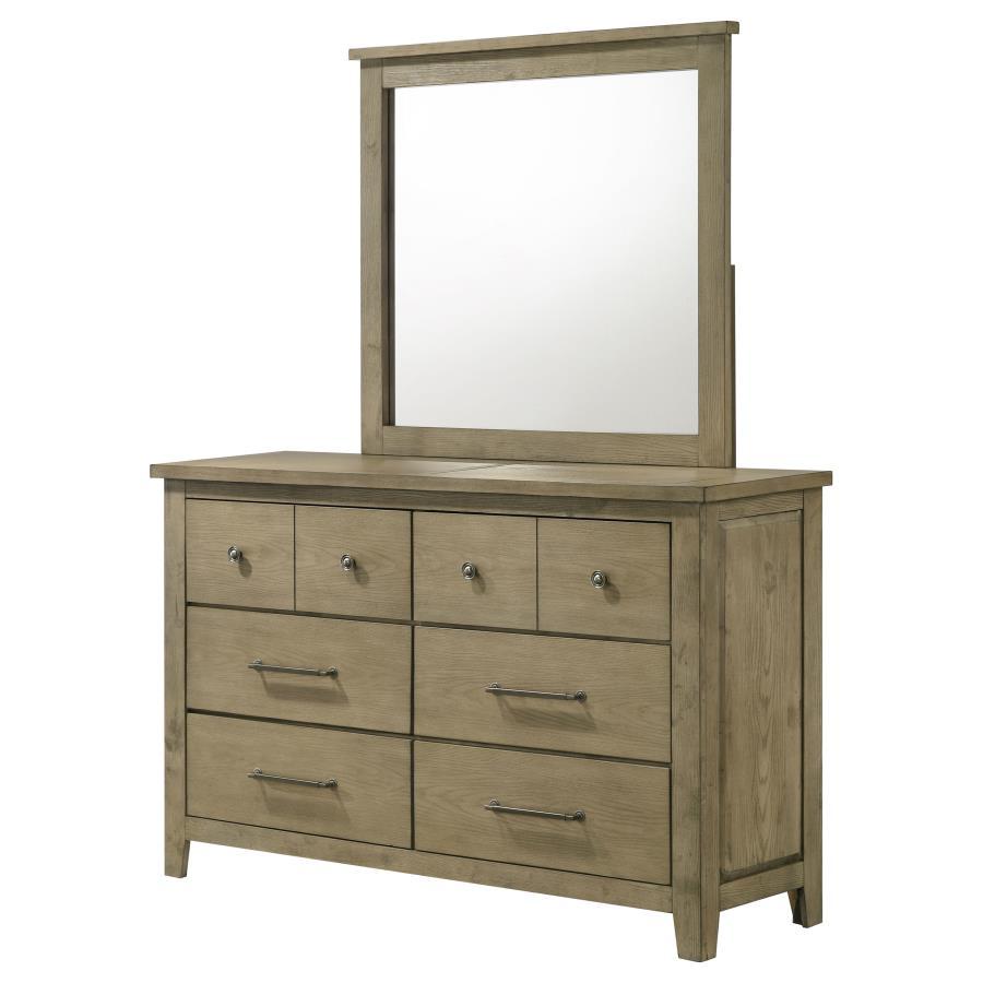 Hazlewood - 6-Drawer Bedroom Dresser With Mirror - Vineyard Oak