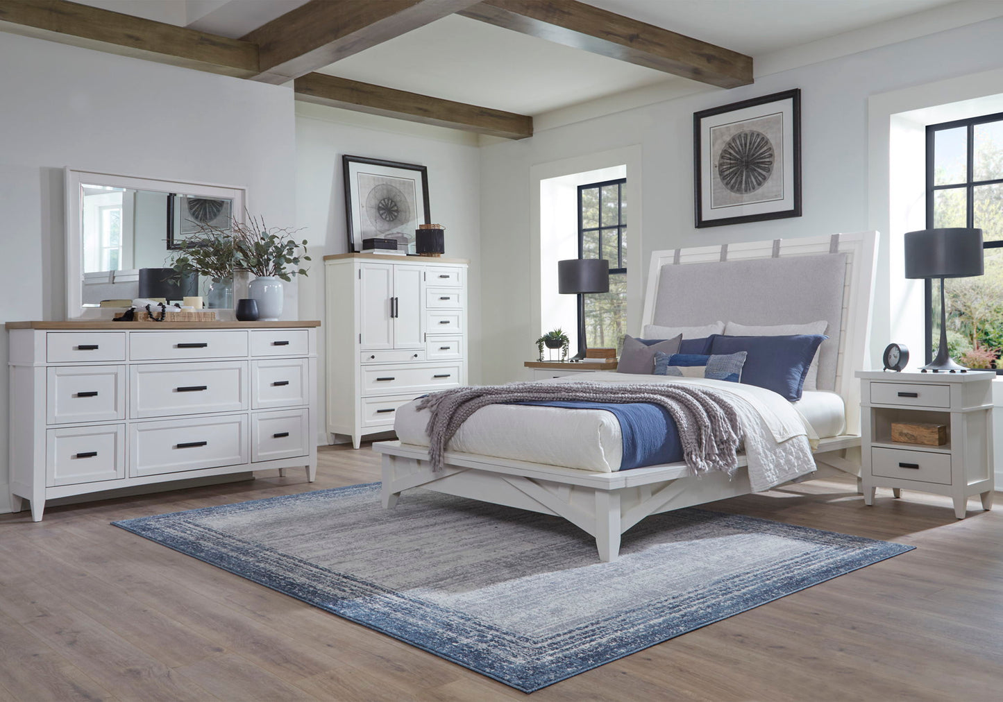 Americana Modern Bedroom - 7 Drawer Door Chest With Workstation - Cotton