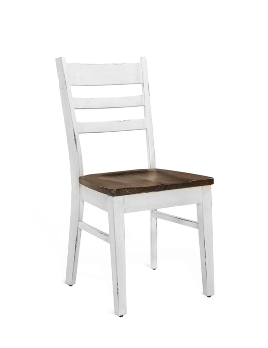 Carriage House - Wood Ladderback Dining Chair (Set of 2) - Cottage White / Europen Dark