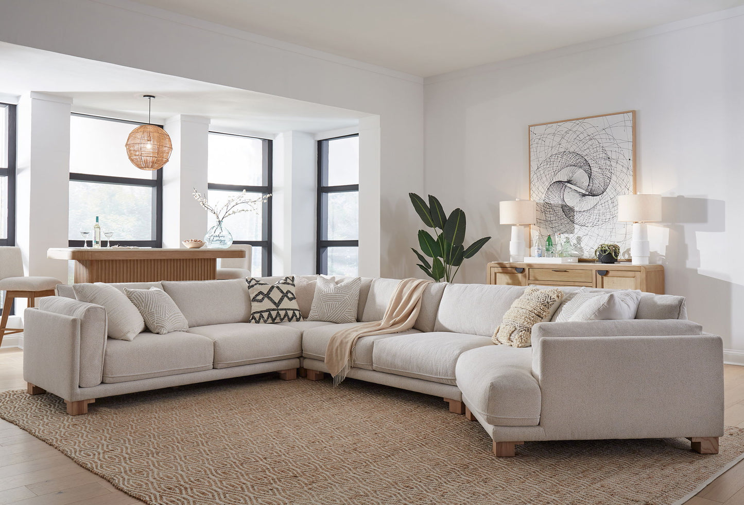 Escape - 4 Piece Modular Sectional - Mirage Mist