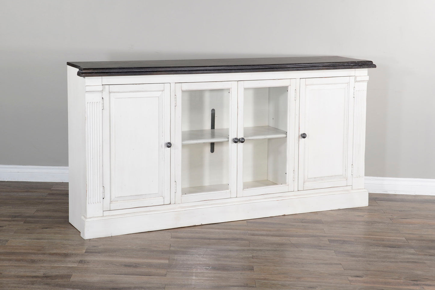 Carriage House - Media Console - Cottage White / Europen Dark