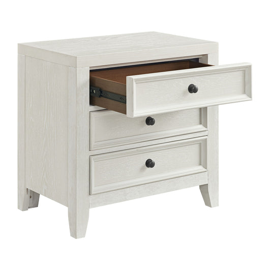 Woodinville - 3-Drawer Nightstand With USB Charging Port, Dovetail Joinery, Felt And Cedar-Lined Drawers - Gypsum Whitewash
