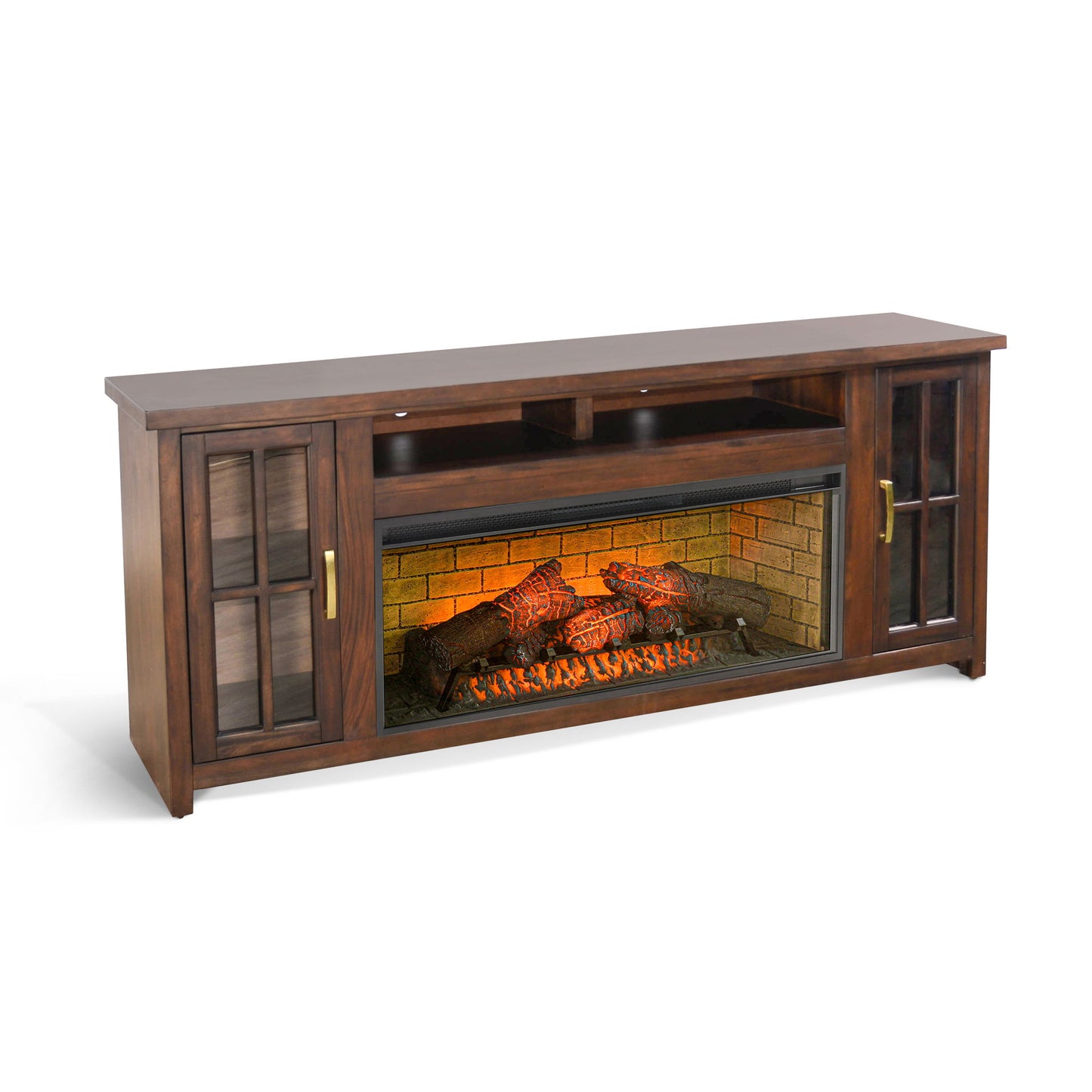 76" Media Console With Electric Fireplace