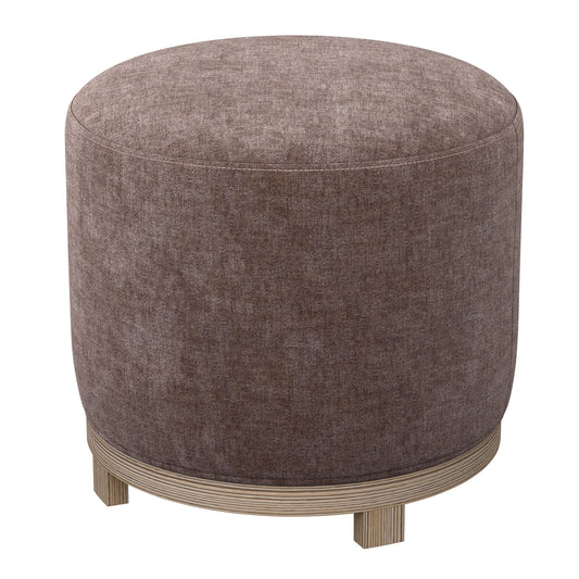 Lana - Swivel Ottoman With Wood Trim - Antique Rose