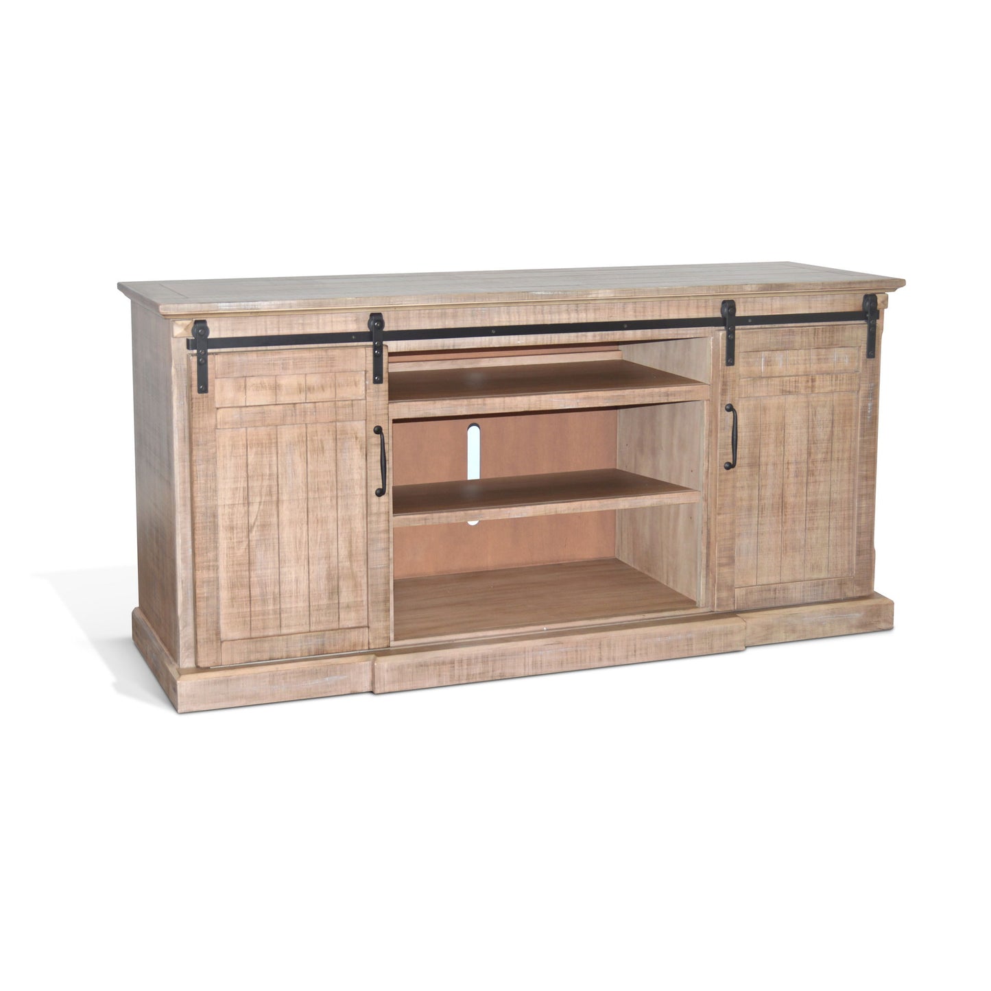 78" Barn Door Media Console With Electric Fireplace