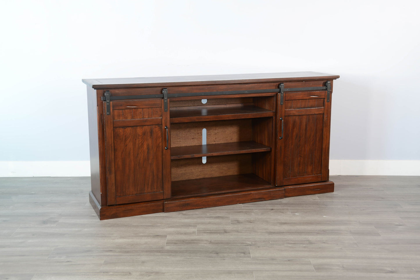78" Barn Door Media Console With Electric Fireplace
