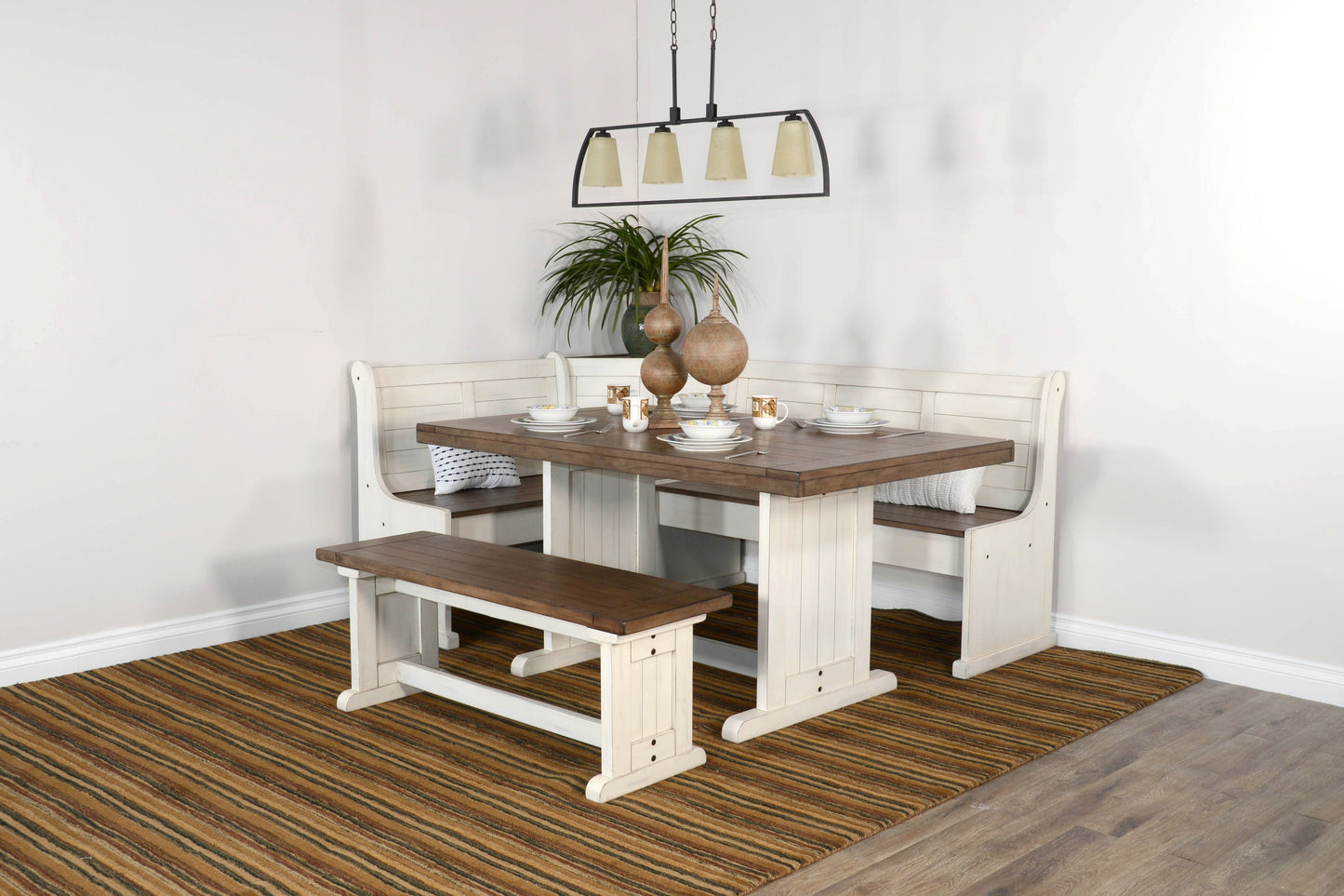Pasadena - Wood Breakfast Nook Dining Set - Buckskin / Marble White