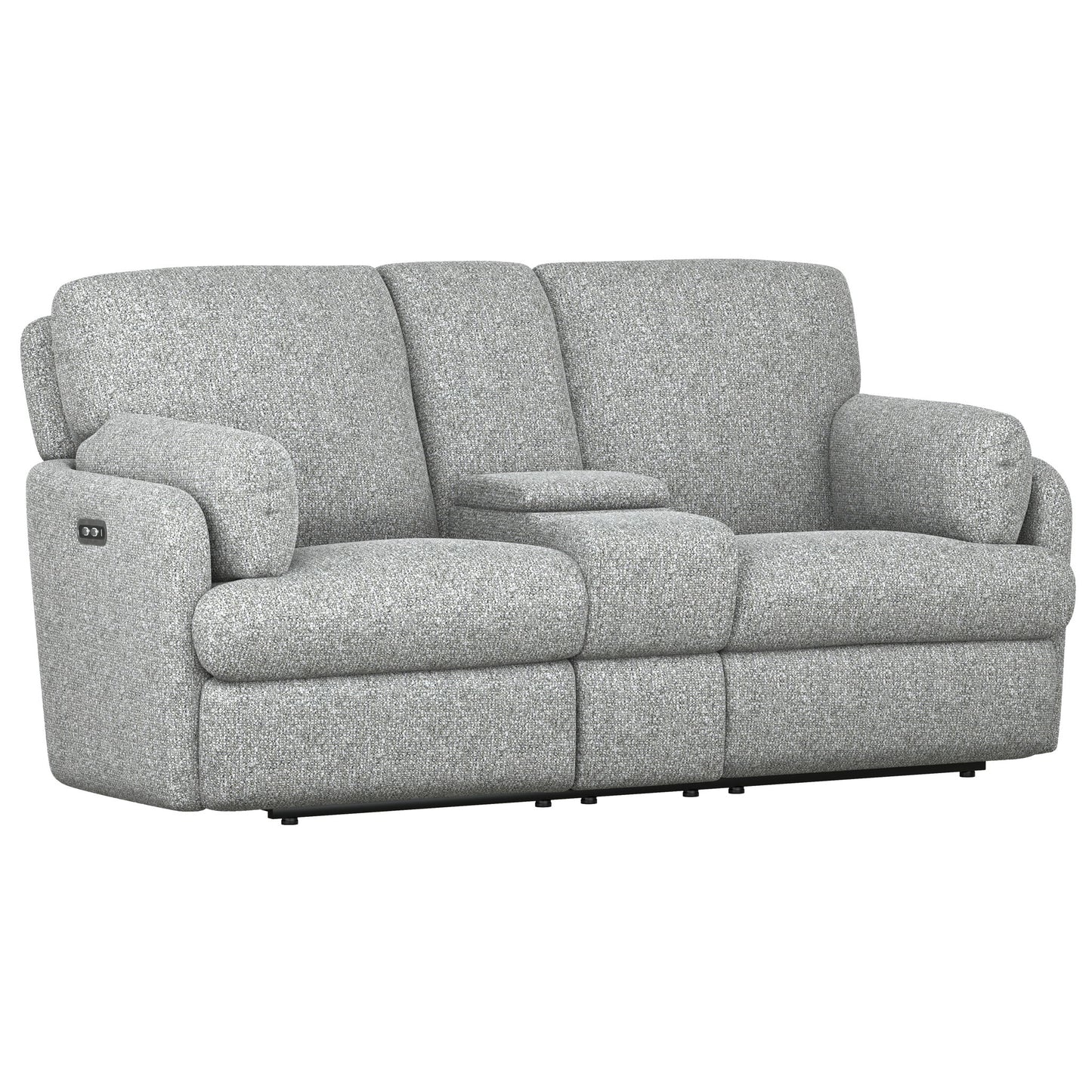Albus - Power Console Loveseat With Hidden Storage - Speckled Gray