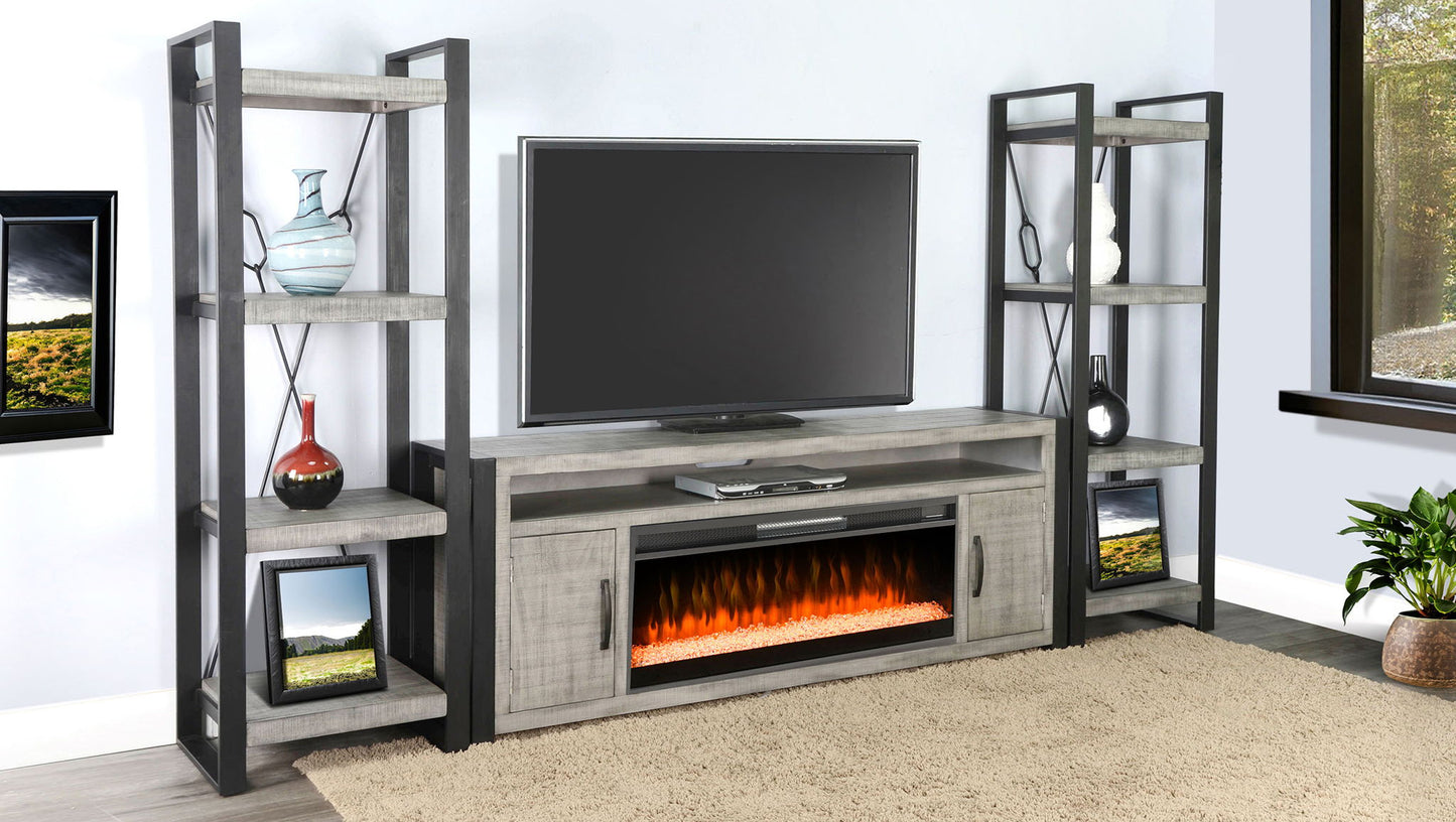 Alpine - 78" Media Console With Electric Fireplace - Gray