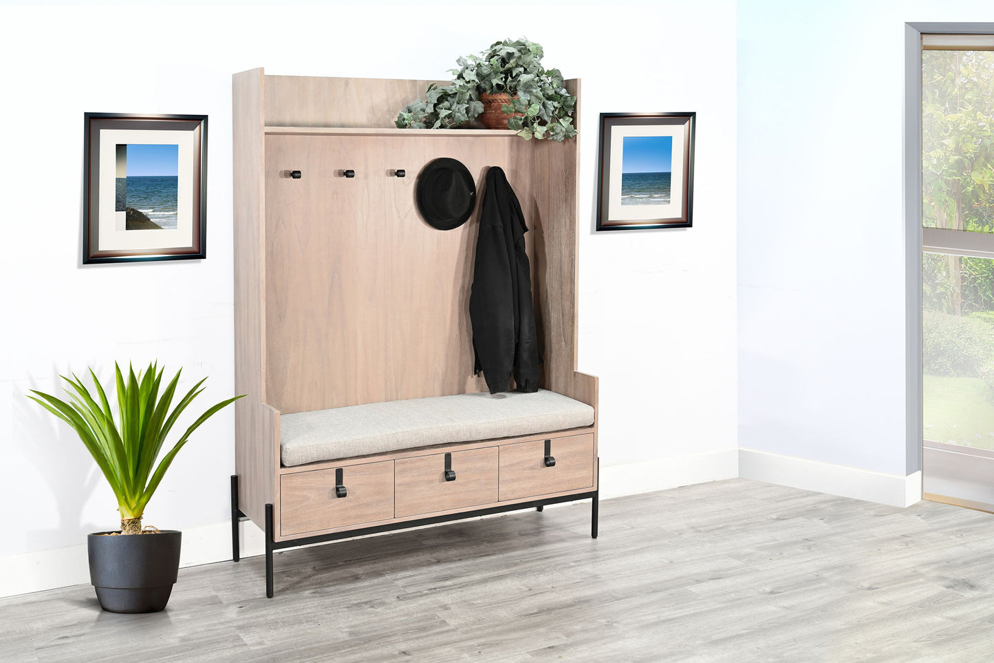 Alyssa Bench Hall Tree - Oak Grove