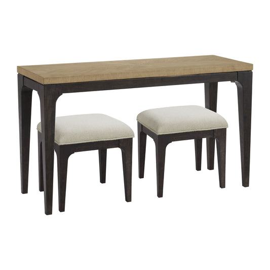Sutton Place - Console Table With 2 Stools - Caramel / Cocoa