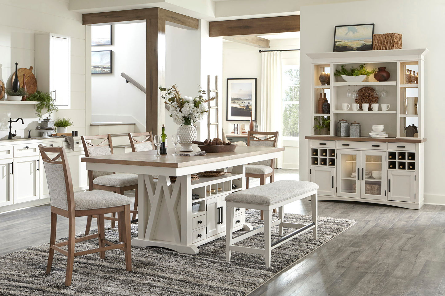 Americana Modern Dining - Upholstered Counter Bench - Cotton