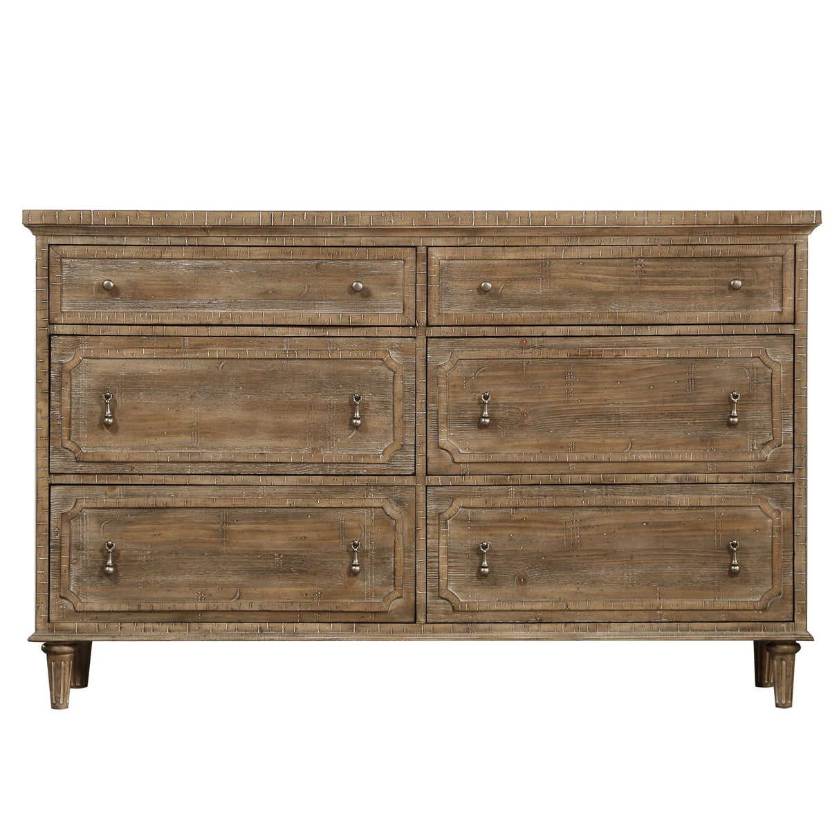 Interlude - 6-Drawer Dresser With Hidden Jewelry Storage And Vintage-Look Hardware - Sandstone Buff